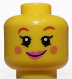 Lego Yellow Minifig Head Dual Sided Female Nougat Cheeks Dark Pink Lips