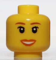 Lego Yellow Minifig Head Female Peach Lips Mouth Smile Brown Eyebrows
