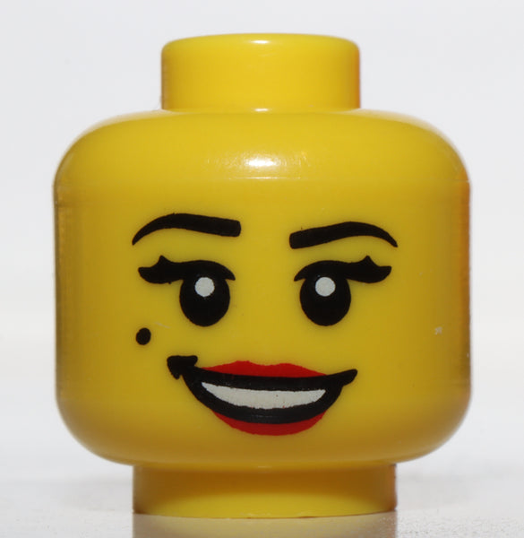 Lego Minifig Head Female Open Smile Red Lips and Beauty Mark