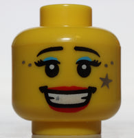 Lego Female Yellow Head Light Blue Mascara Gray Star Red Lips