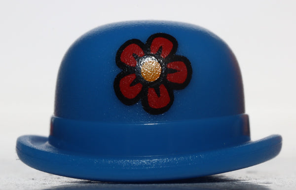 Lego Blue Minifig Headgear Hat Bowler with Flower