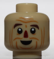 Lego Tan Minifig Head Reddish Brown Eyebrows Dark Red Nose Dark Orange Contours