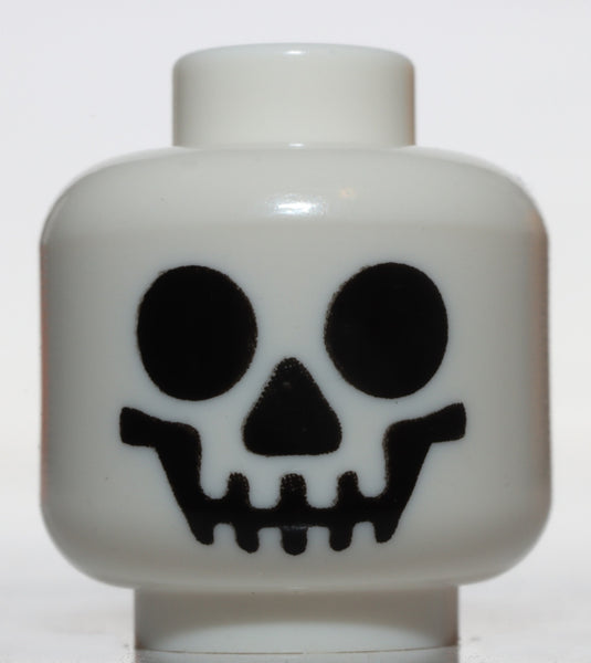 Lego White Skeleton Minifig Head with Round Eyes