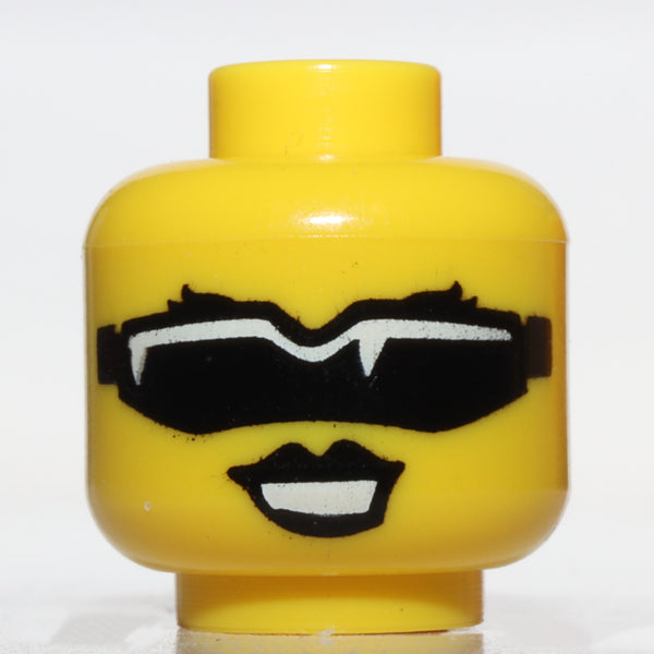 Lego Yellow Female Agents Head Black Glasses Black Lip Stick NEW