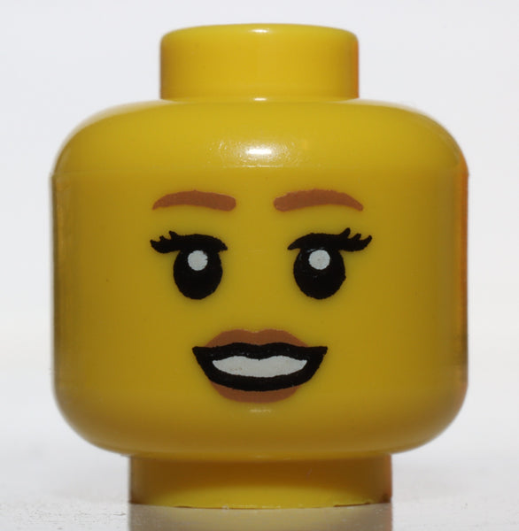 Lego Head Minifig Female Brown Eyebrows Eyelashes Brown Lips Smile