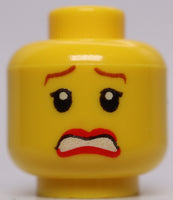 Lego Yellow Female Dual Sided Head  Smile Red Lips Scared