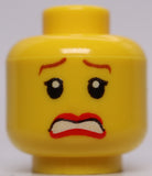 Lego Yellow Female Dual Sided Head  Smile Red Lips Scared