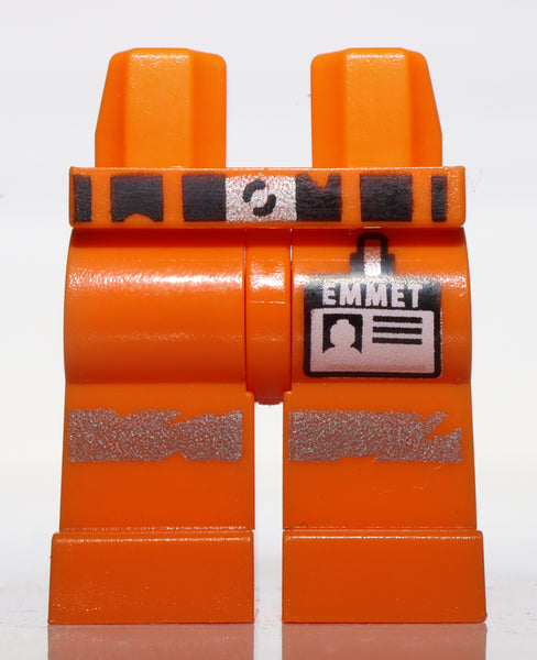 Lego Orange Hips Legs Belt Worn Reflective Stripes and 'EMMET' Name Tag