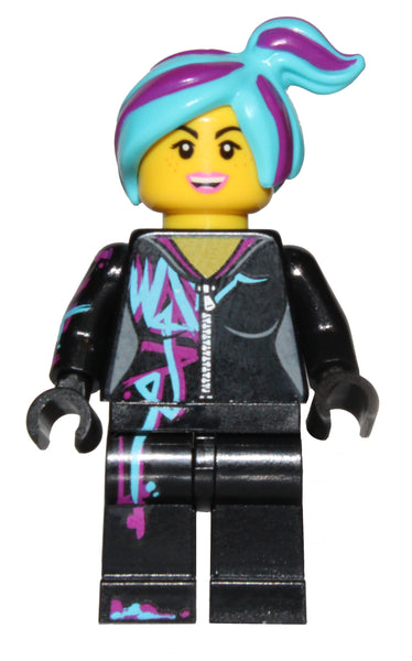 Lego Lucy Wildstyle Minifig w/ Magenta Lined Hoodie Medium Azure Magenta Hair