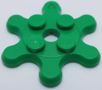 Lego 6x Green Plate, Round 2 x 2 with 6 Gear Teeth Flower Petals