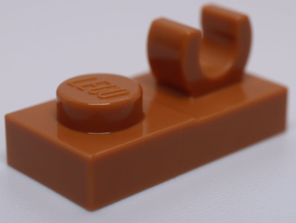 Lego 22x Medium Nougat Plate Modified 1 x 2 with Open O Clip on Top