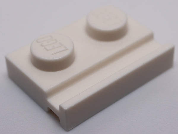 Lego 10x White Plate Modified 1 x 2 with Door Rail