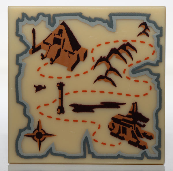 Lego Tile 2 x 2 with Groove with Map Pyramid and Sphinx Pattern