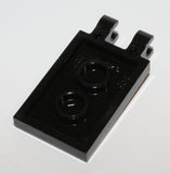 Lego 20x Black Tile Modified 2 x 3 with 2 Open O Clips