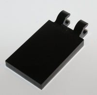Lego 20x Black Tile Modified 2 x 3 with 2 Open O Clips