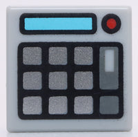 Lego 3x Light Bluish Gray Tile 1 x 1 with Groove with Keypad Buttons Calculator