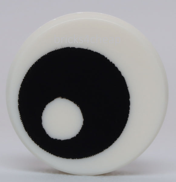 Lego 30x White Tile Round 1 x 1 with Black Eye with Pupil Pattern