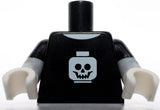Lego Black Skeleton Torso White Head Striped Arms