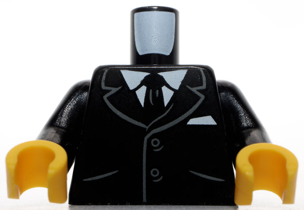 Lego Black Minifig Torso Suit Tuxedo Tie Pocket Square