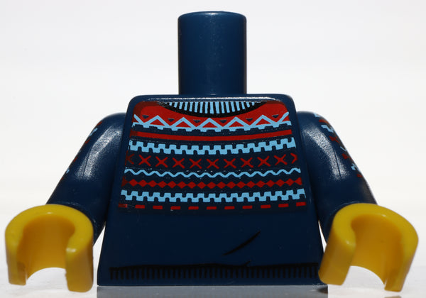 Lego Dark Blue Knit Sweater Medium Blue Red lines