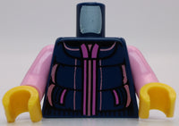 Lego Torso Winter Jacket with Metallic Pink Zipper Pattern Bright Pink Arms