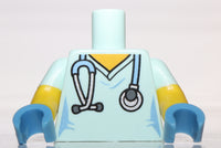 Lego Light Aqua Minifig Torso Stethoscope Scrubs Doctor Vet