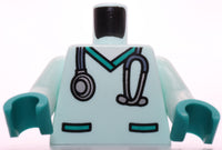 Lego Light Aqua Torso Hospital Scrubs Pockets Silver Stethoscope