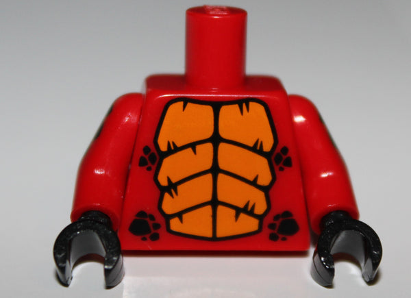 Lego Red Dragon Torso w/ Bright Light Orange Large Scales Black Small Scales