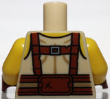 Lego Tan Torso Tank Top Reddish Brown Suspenders Belt Silver Buckles