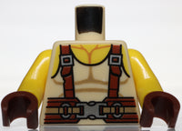 Lego Tan Torso Tank Top Reddish Brown Suspenders Belt Silver Buckles