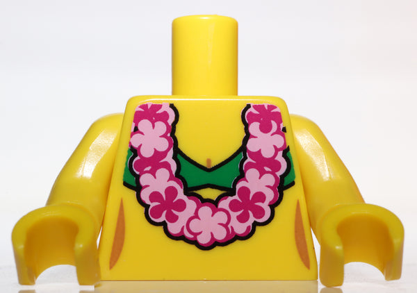 Lego Torso Green Halter Pink Flower Pattern Yellow Arms Yellow Hands Hula Dancer
