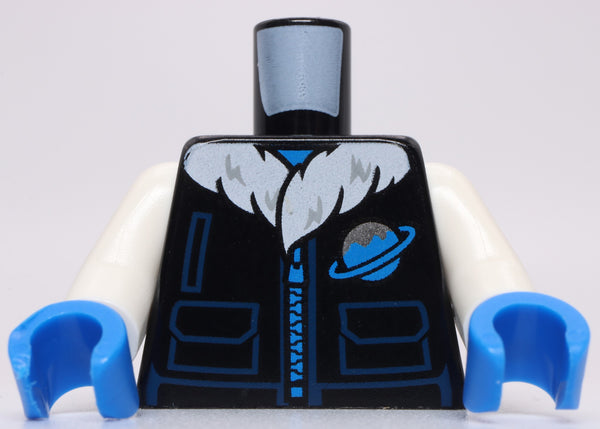 Lego Black Torso Coat White Fur Blue Zipper Dark Blue Pocket Ice Planet Logo