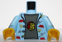 Lego Bright Light Blue Torso Shirt Space Theme Logos Dark Bluish Gray T-Shirt