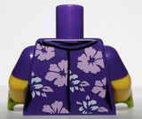 Lego Dark Purple Torso Female with White and Lavender Flowers Pattern
