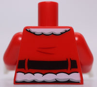 Lego Red Christmas Santa Claus Minifig Torso Fur Button Buckle Pattern