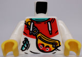 Lego White Torso Hoodie Red Hood White Drawstrings Yellow Pouch Strap Zipper
