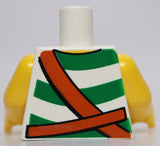 Lego Pirate White Minifig Torso Green Stripes Brown Belt Yellow Arms