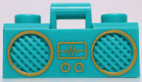 Lego Dark Turquoise Utensil Radio Boom Box Bar Gold Sound Wave Display